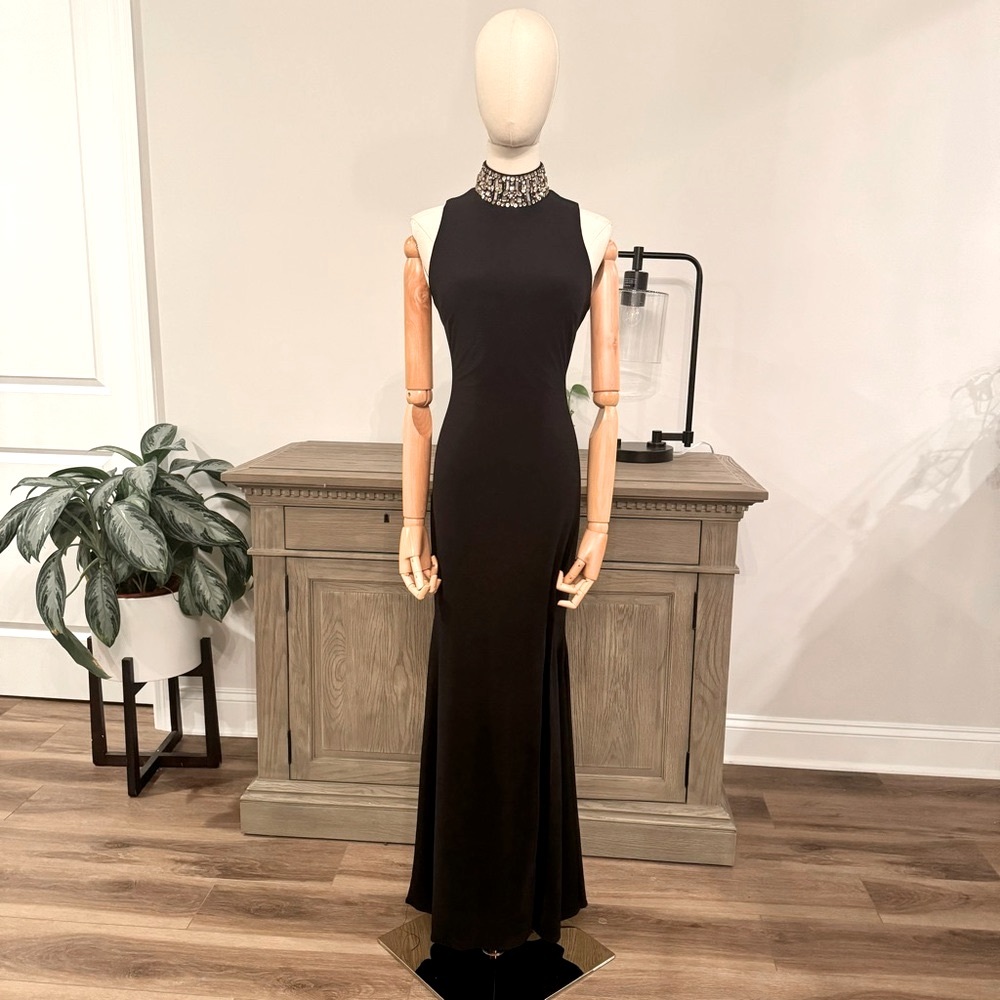 B&A by Betsy and Adam Sleeveless Embellished Turtleneck Maxi Dress | Size 6